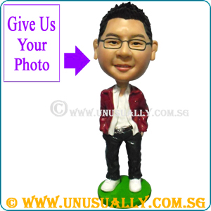 Custom 3D Caricature Trendy Male In Red Jacket Figurine